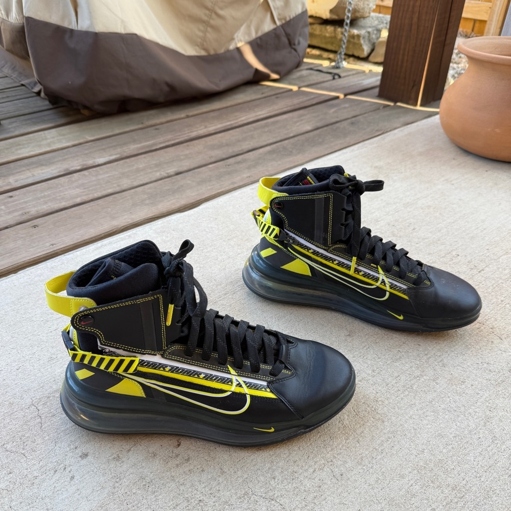 Nike Air Max 720 Saturn High Top Racing Sneakers Black Volt Neon Men's Size 9